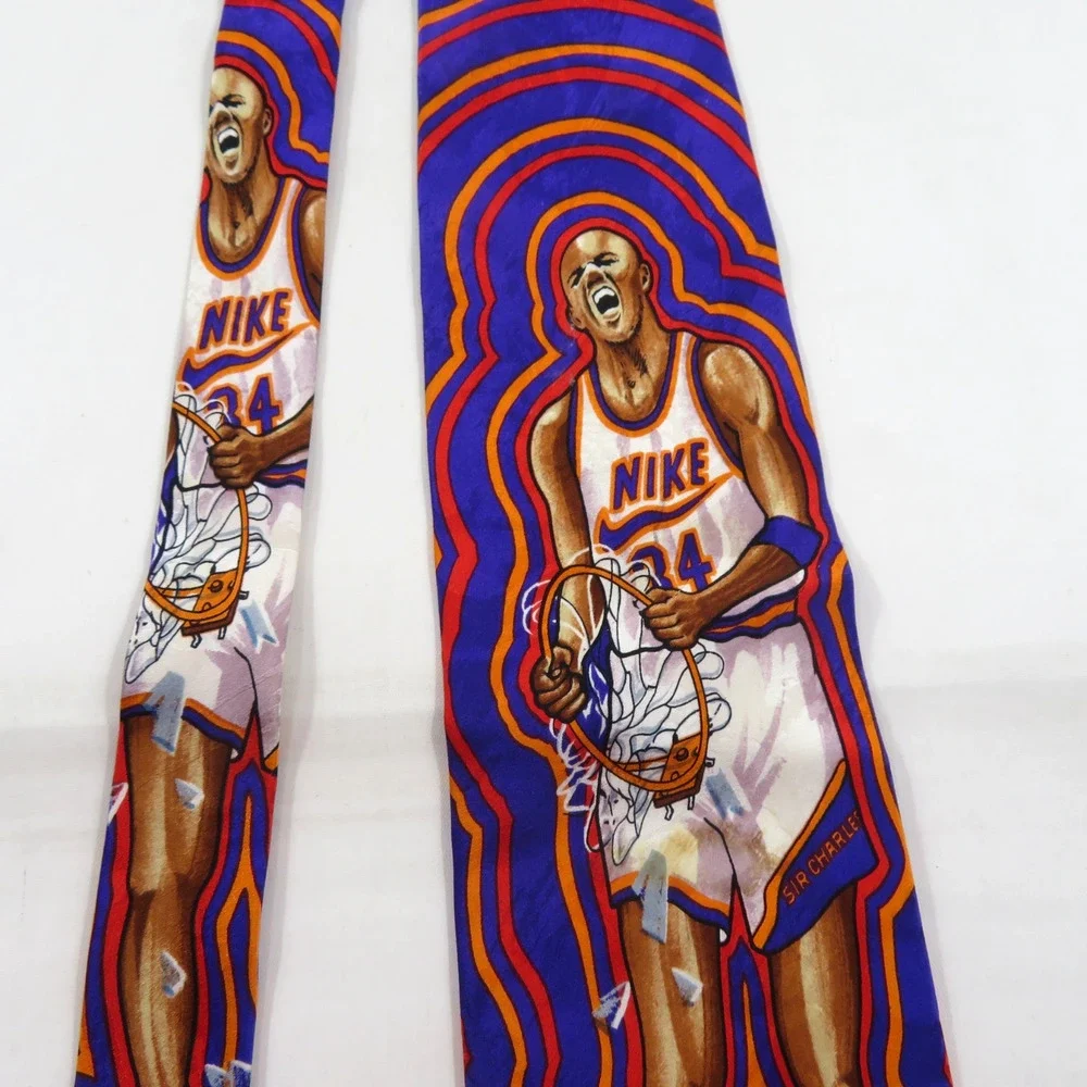 Nike Limited Edition Charles Barkley Silk Neck Tie Purple White Red Suns 1990s